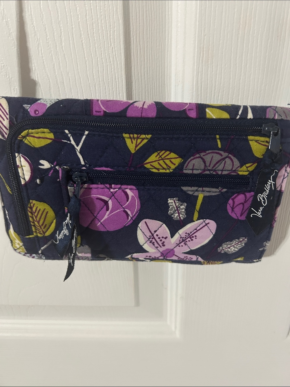 Vera Bradley Floral Quilted Crossbody wallet/Bag - Navy, Purple & Green - Picture 3 of 6